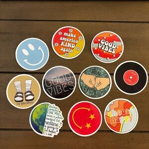 Set of 10 Stickers with Positive Messages